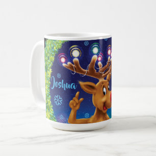 Beställnings- julkaffemugg, Rudolph & ljus Kaffemugg