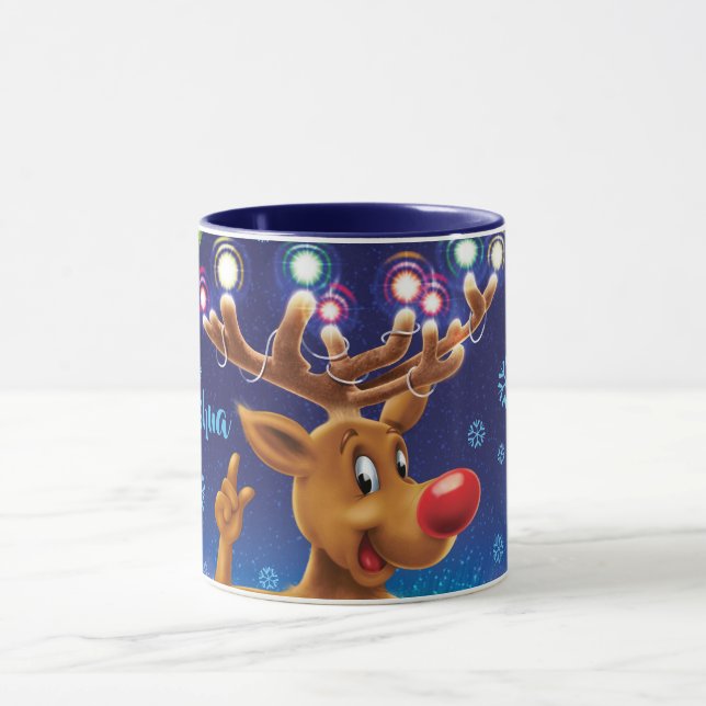 Beställnings- julkaffemugg, Rudolph & ljus Mugg (Center)