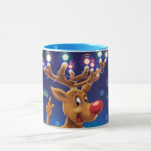 Beställnings- julkaffemugg, Rudolph & ljus Mugg (Center)