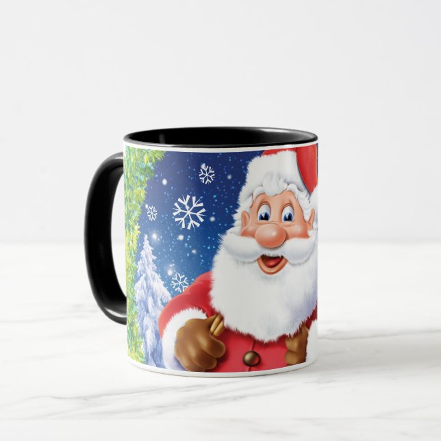 Beställnings- julkaffemugg, Santa och leksaksack. Mugg (Framsida vänster)