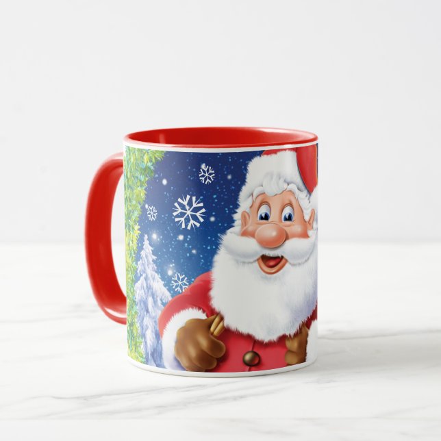 Beställnings- julkaffemugg, Santa och leksaksack. Mugg (Framsida vänster)
