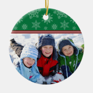 Beställnings- julprydnad för snöflingor (grönt julgransprydnad keramik