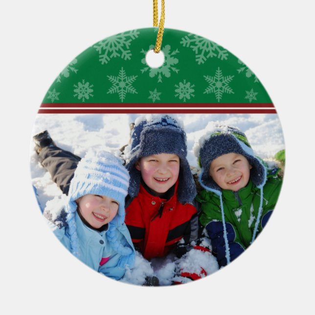 Beställnings- julprydnad för snöflingor (grönt) julgransprydnad keramik (Framsidan)