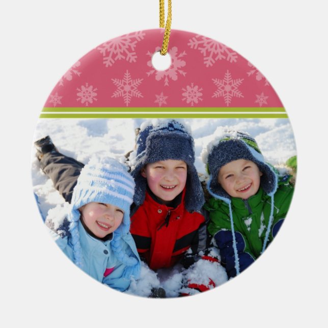 Beställnings- julprydnad för snöflingor (rosor) julgransprydnad keramik (Framsidan)
