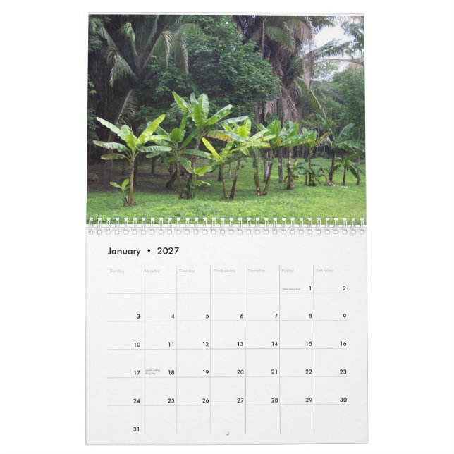 Beställnings- kalender som presenterar platser (Jan 2027)