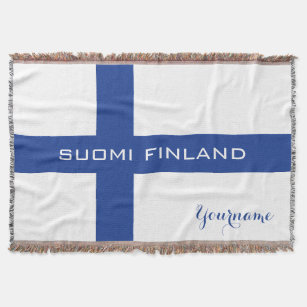 Beställnings- kastfilt för finlandssvensk flagga mysfilt
