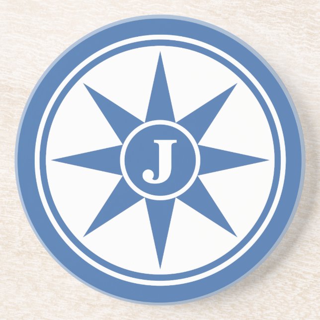 Beställnings- keramisk kustfartyg för monogram & underlägg sandsten (Framsidan)