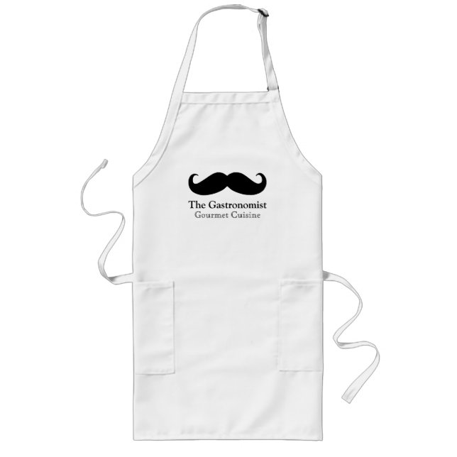 Beställnings- kockförkläde för svart mustasch långt förkläde (Framsidan)