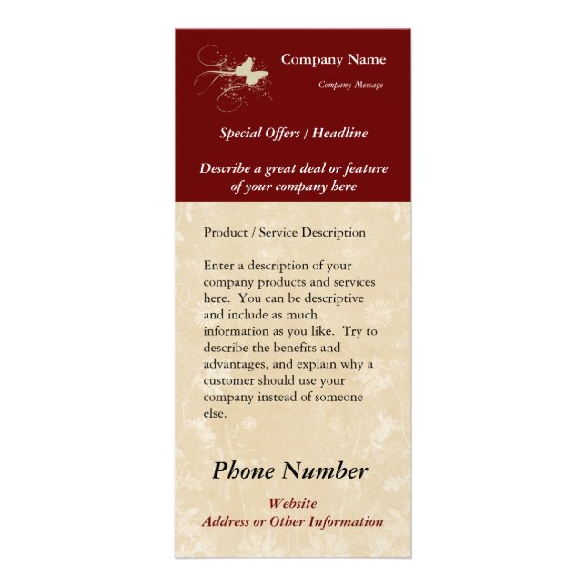 Beställnings- kuggekort, fjäril (Span som är Reklamkort (Framsidan)