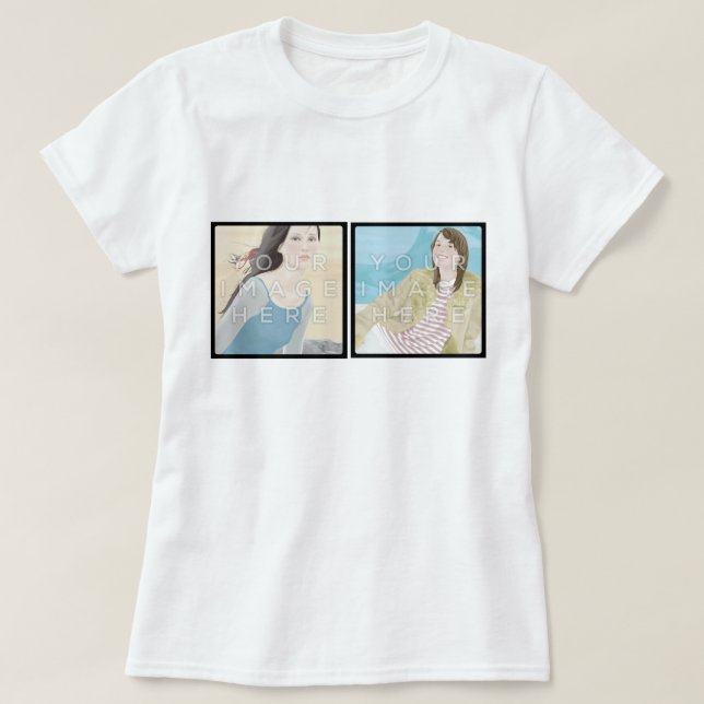 Beställnings- kvinna för Instagram 2 fotopersonlig Tee (Design framsida)
