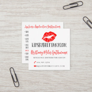 Beställnings- LipSense visitkortar Fyrkantigt Visitkort
