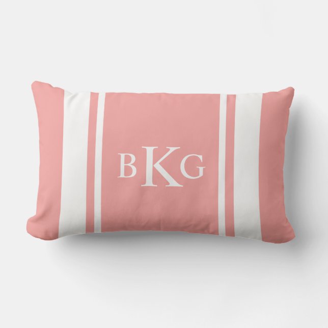Beställnings- ljus korall för Monogram & för Lumbarkudde (Framsida)