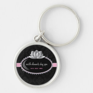 Beställnings- lotusblomma flott Keychain Rund Silverfärgad Nyckelring