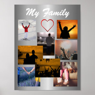 Beställnings- mall för familjfotoCollage för 8 Poster