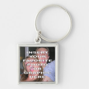 Beställnings- mall Keychain med ditt egna grafisk Fyrkantig Silverfärgad Nyckelring