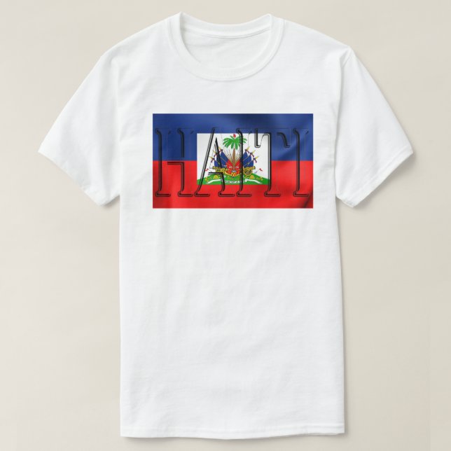 Beställnings- manar för HAITI FLAGGA högväxt Hanes Tee (Design framsida)