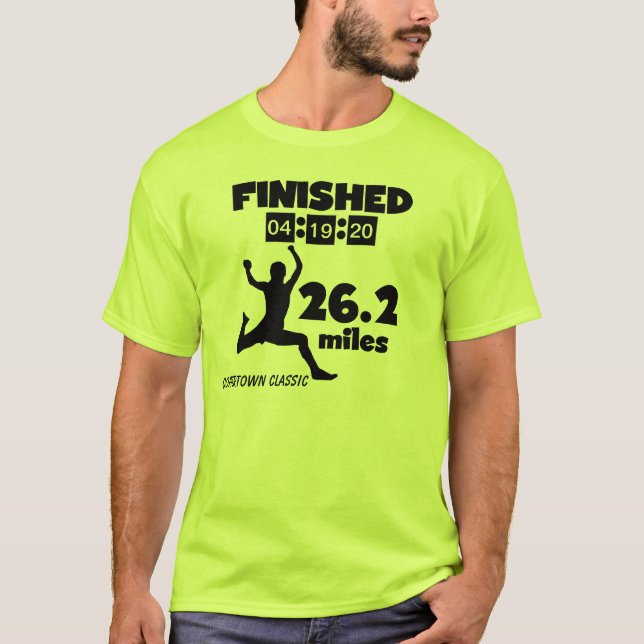 Beställnings- maraton 26,2 Mile fullföljandeTime T-shirt (Framsida)