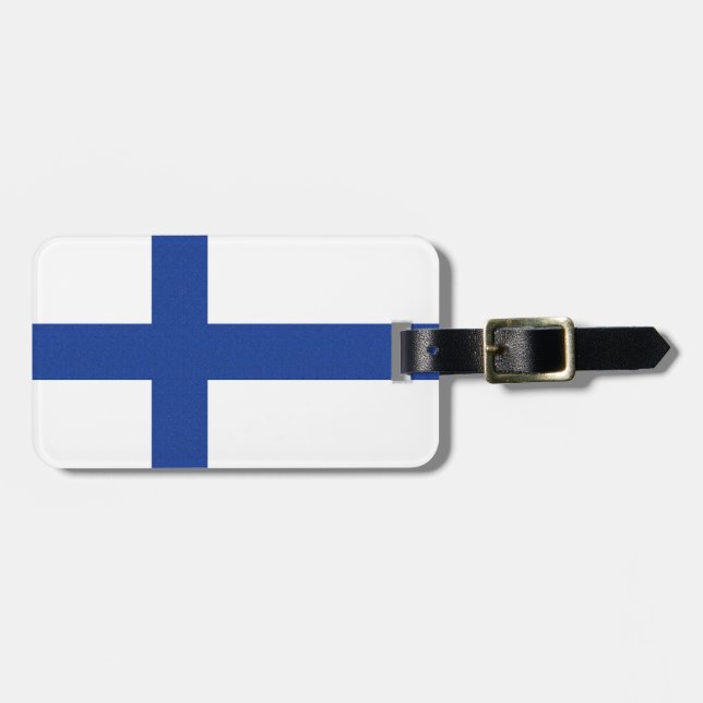 Beställnings- märkre för Finland flagga Bagagebricka (Horisontell Framsida)