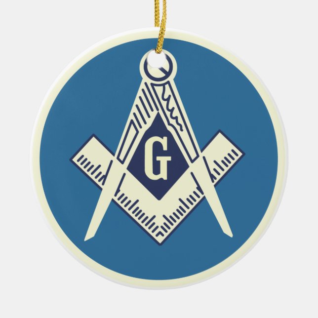 Beställnings- Masonic blåttlogeprydnad 2 Julgransprydnad Keramik (Framsidan)