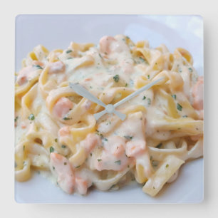 Beställnings- matfoto för pasta fyrkantig klocka