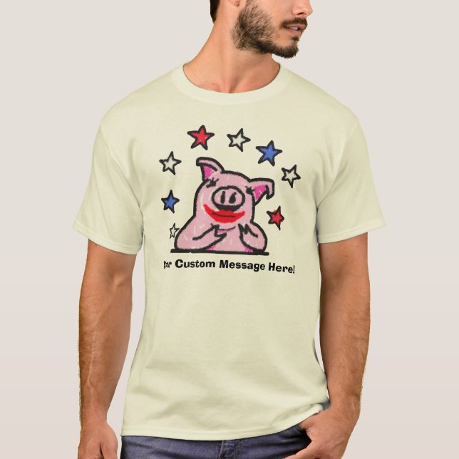 Beställnings- meddelandeläppstift på en gris tee shirt (Framsida)