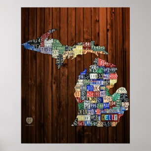 Beställnings- Michigan registreringsskyltkarta med Poster