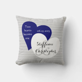 Beställnings- minnessakbröllop, grått streck, kudde