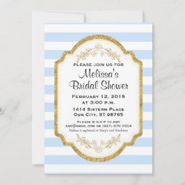 Beställnings- möhippainbjudan, blåttrandar, guld inbjudningar