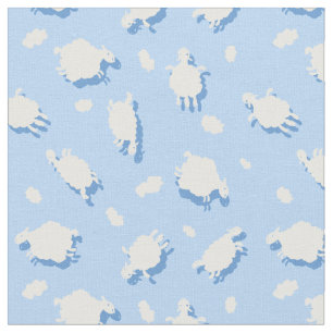 Beställnings- moln & fluffiga Lambs (för blått) Tyg