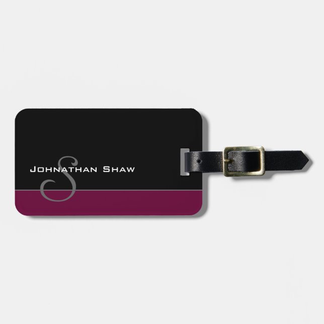 Beställnings- Monogram 5 (Burgundy) Bagagebricka (Horisontell Framsida)