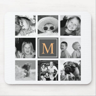 Beställnings- Monogram för Instagram fotoCollage Musmatta