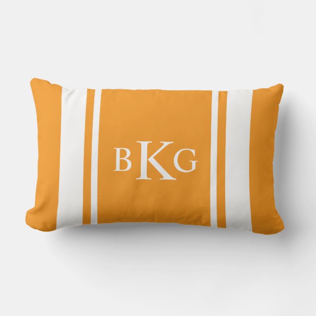 Beställnings- monogram- & för randmönster | orange lumbarkudde (Framsida)