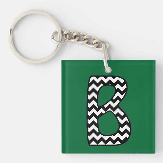 Beställnings- Monogram Keychain: B: Svart (Framsidan)