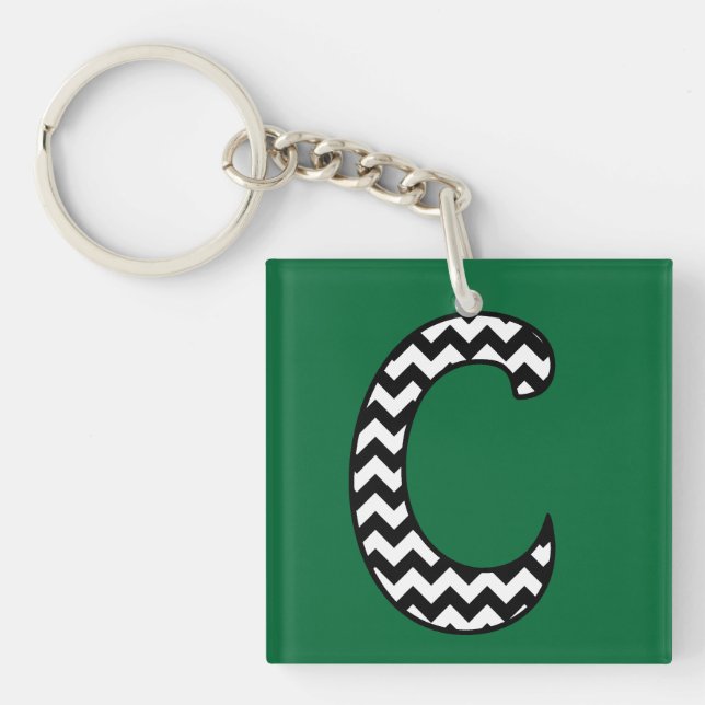 Beställnings- Monogram Keychain: C: Svart (Framsidan)