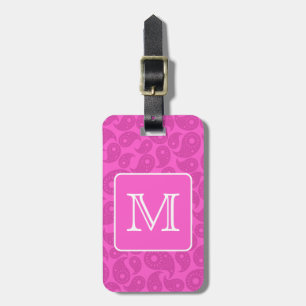 Beställnings- Monogram. Ljus rosa Paisley modell Bagagebricka