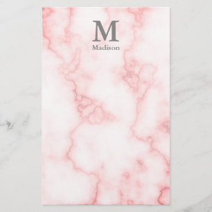 Beställnings- Monogram och namn på Fauxrosamarmo Brevpapper