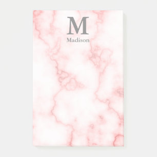 Beställnings- Monogram och namn på Fauxrosamarmo Post-it Block