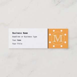 Beställnings- Monogram. Orange- och vitPolkaprick Mini Visitkort
