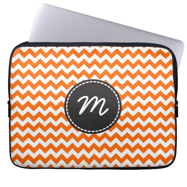 Beställnings- Monogram. Orange vitsparresicksack Laptop Sleeve (Framsidan)