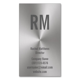 Beställnings- Monogram på silverLookbakgrund Magnetiska Visitkort