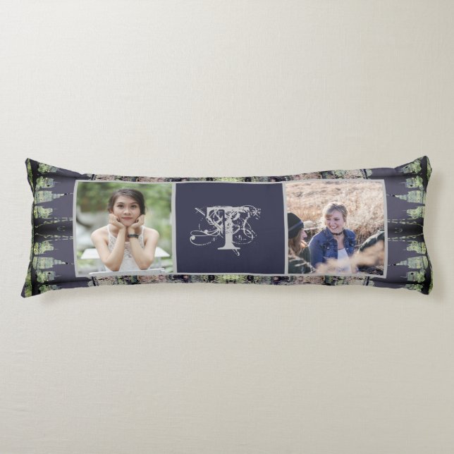 Beställnings- Monogram Steampunk 2 foto Kroppskudde (Framsidan)