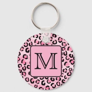 Beställnings- Monogram. Svart och rosa Nyckelring
