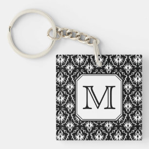 Beställnings- Monogram. Svartvit damastast modell