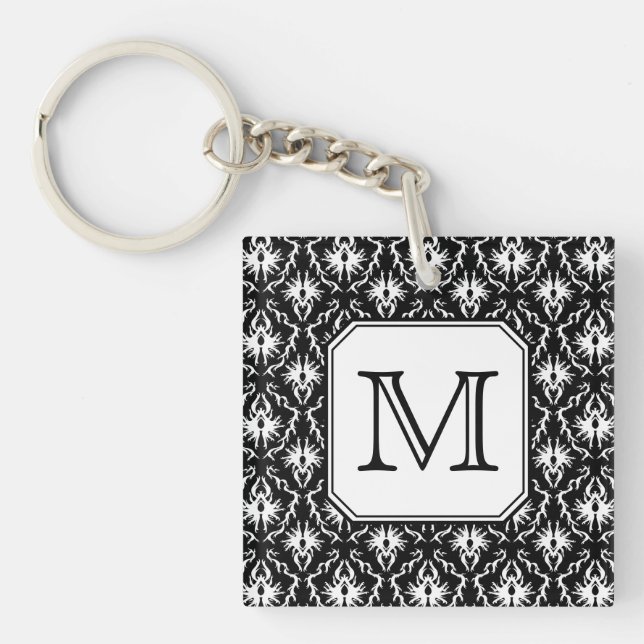 Beställnings- Monogram. Svartvit damastast modell (Framsidan)