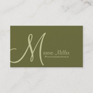 Beställnings- Monogramarmégrönt Visitkort