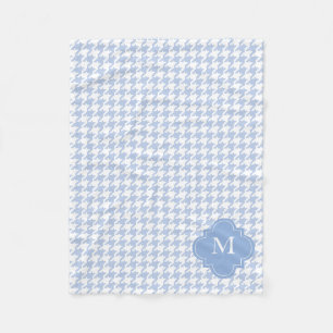 Beställnings- Monogramblått- och vitHoundstooth Fleecefilt