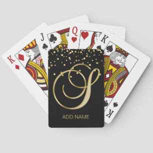 Beställnings- Monogrambrev för personlig" svart Casinokort