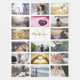 Beställnings- monogramfotoCollage Fleecefilt