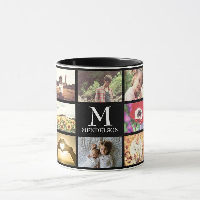 Beställnings- monogramfotocollage mugg (Center)