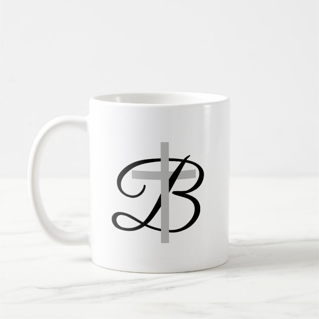 Beställnings- monogramkaffemugg med religiösakor kaffemugg (Vänster)